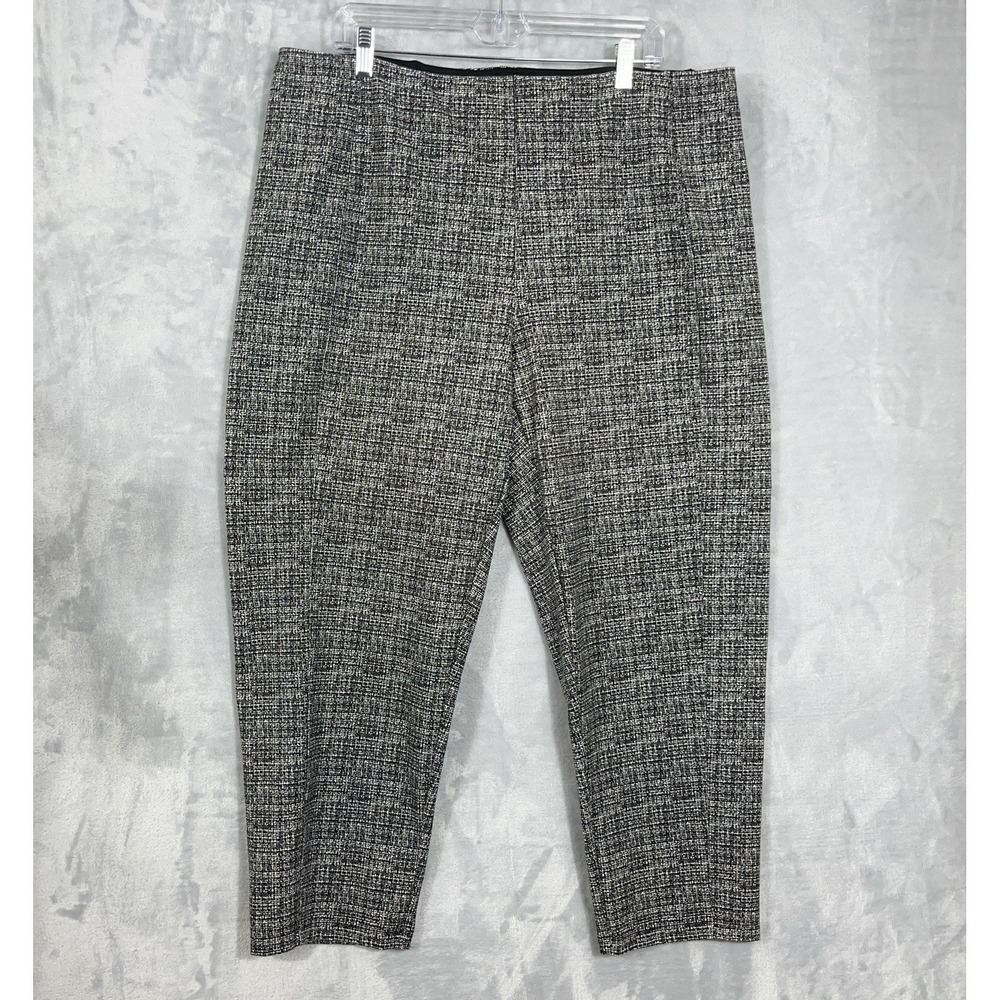 Liverpool Womens Reece Pull‎ On Pant 20W Black Pattern Ankle Crop Stretch Office